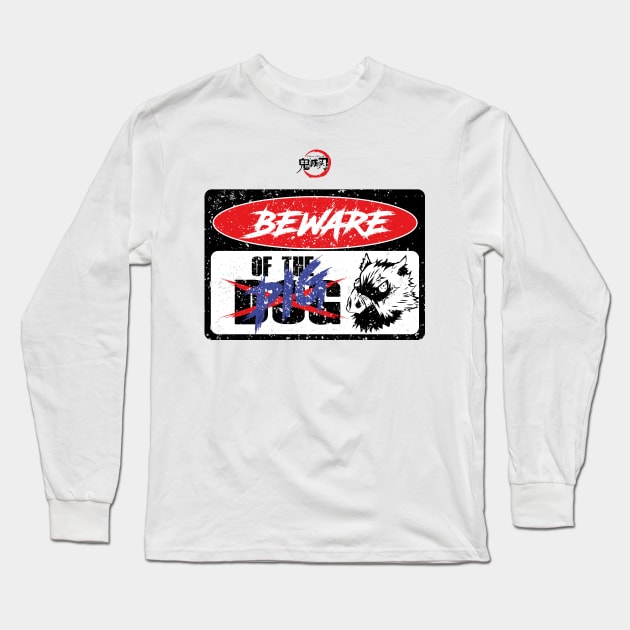 DEMON SLAYER SEASON 2: BEWARE OF THE PIG (GRUNGE STYLE) Long Sleeve T-Shirt by FunGangStore